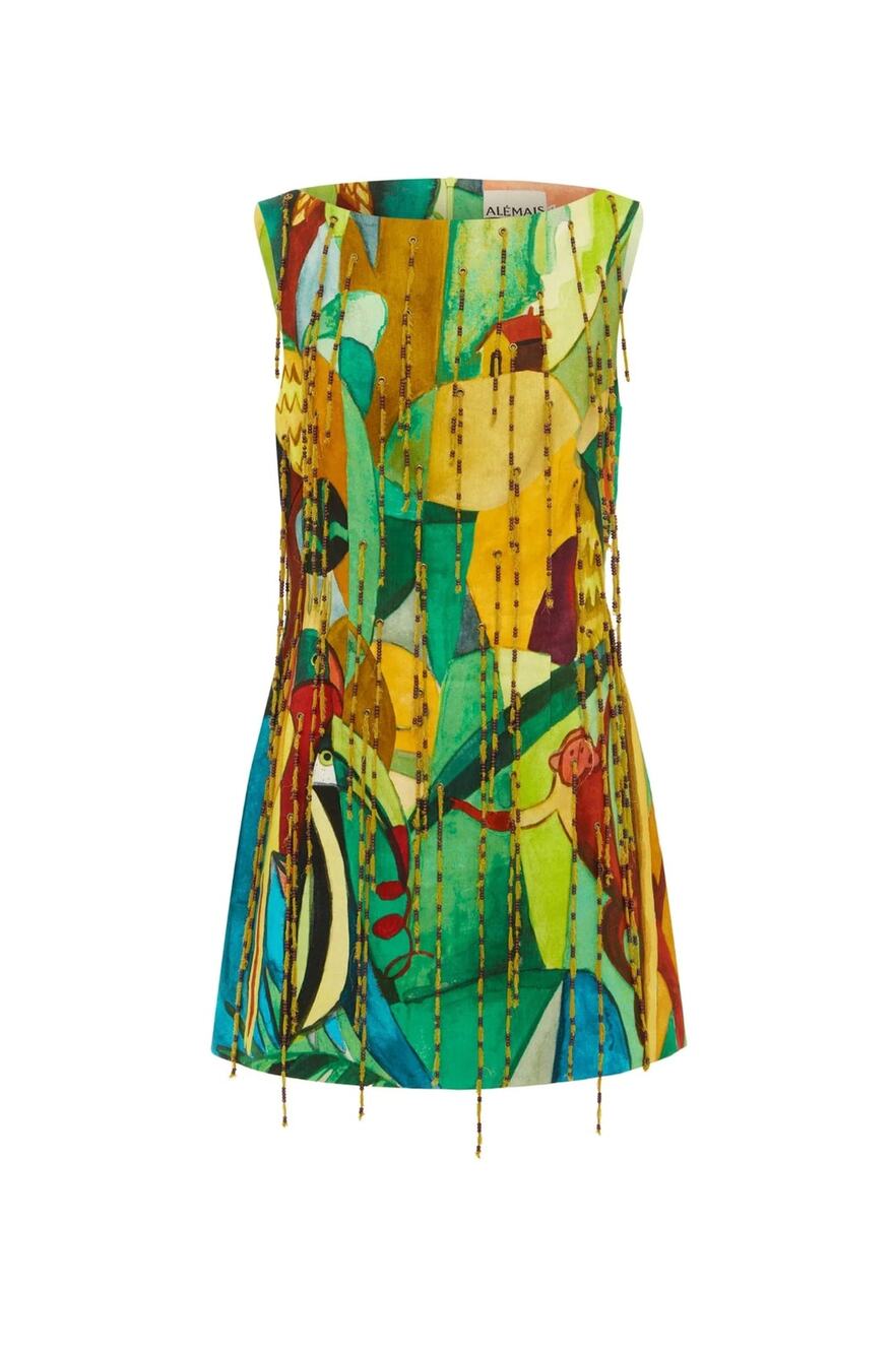 Alemais mokshini beaded fringe mini dress